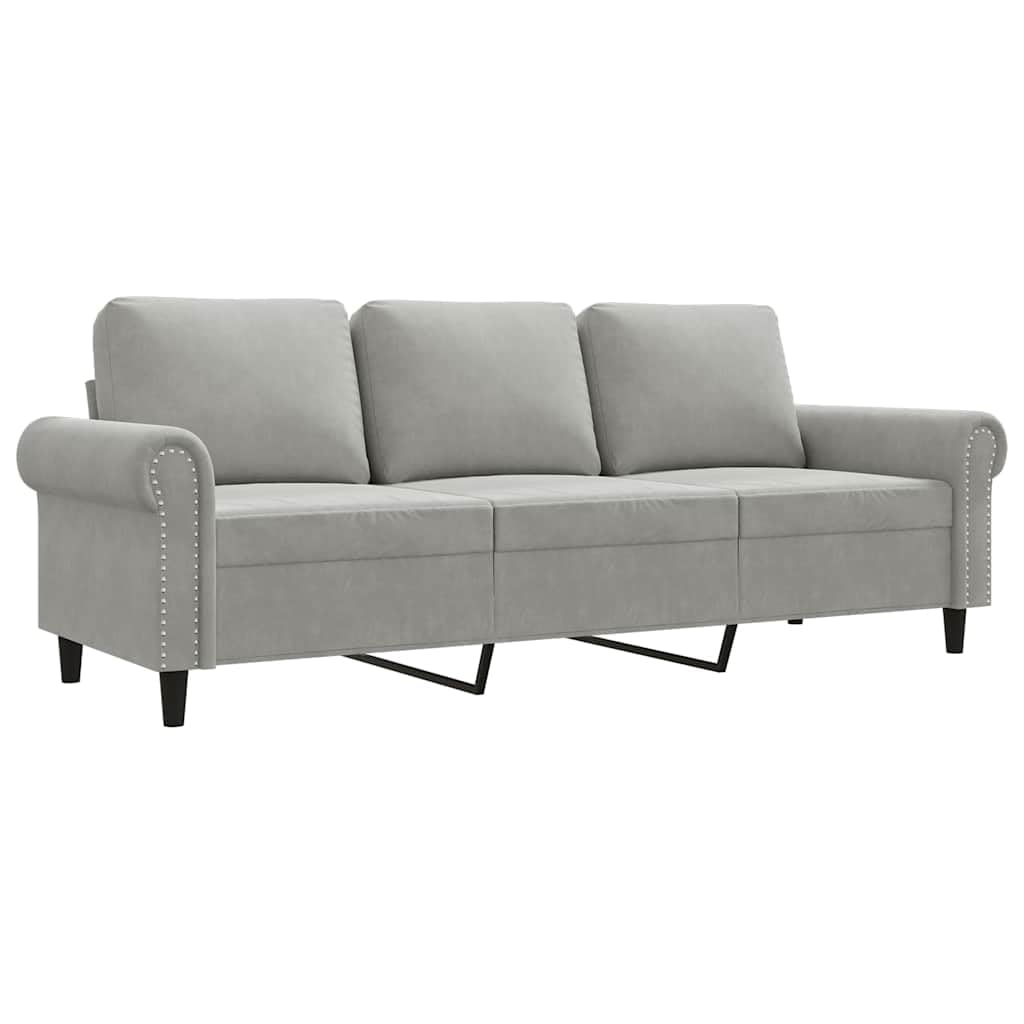 Light Gray Velvet 3-Seater Sofa E543