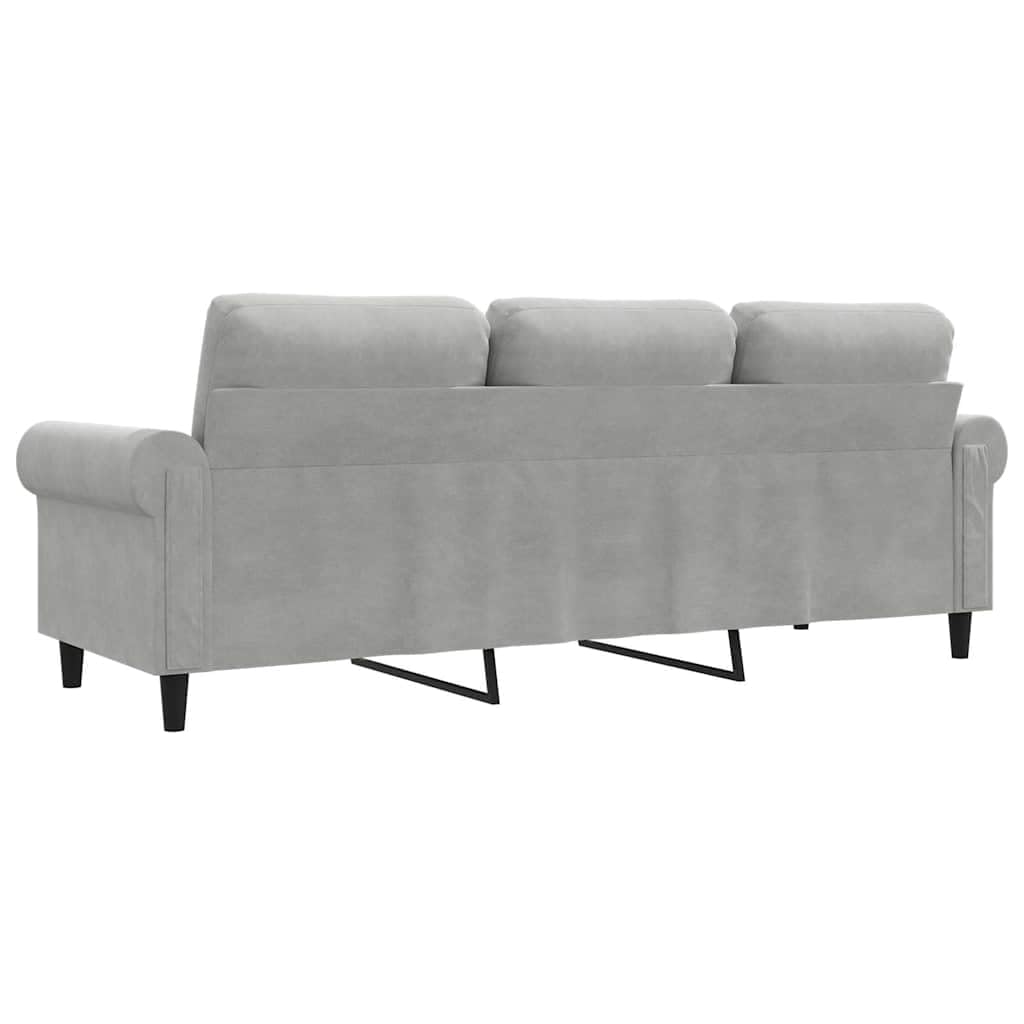 Light Gray Velvet 3-Seater Sofa E543