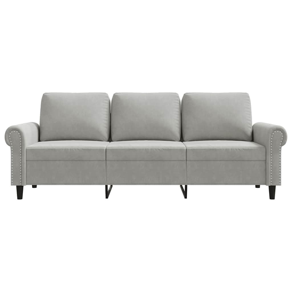 Light Gray Velvet 3-Seater Sofa E543