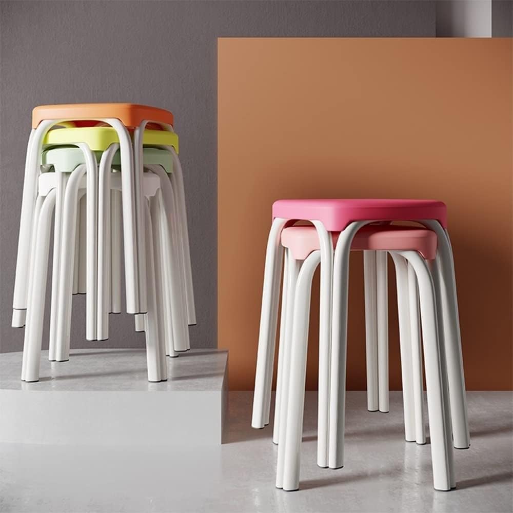 Set of 4 Green Metal Stacking Stools E375151