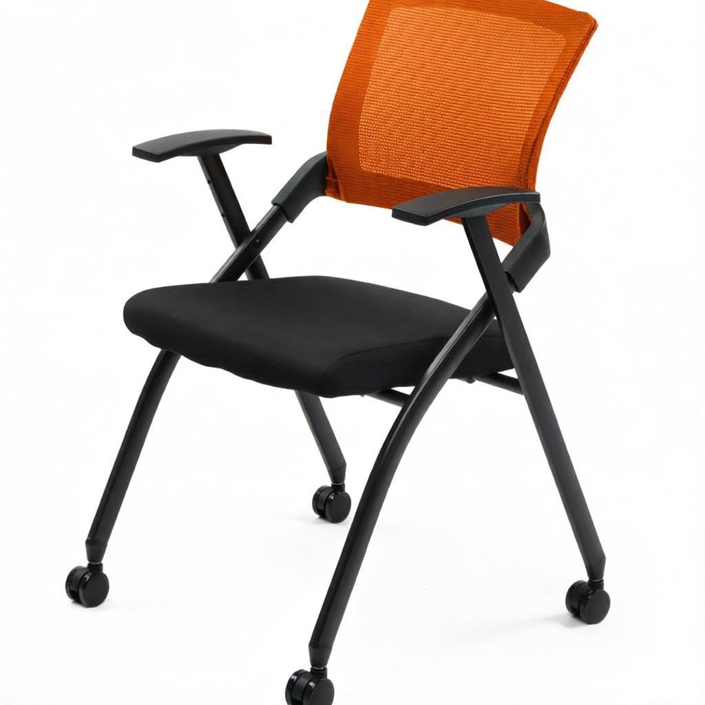 Black Stackable Folding Office Chair with Wheels A8517