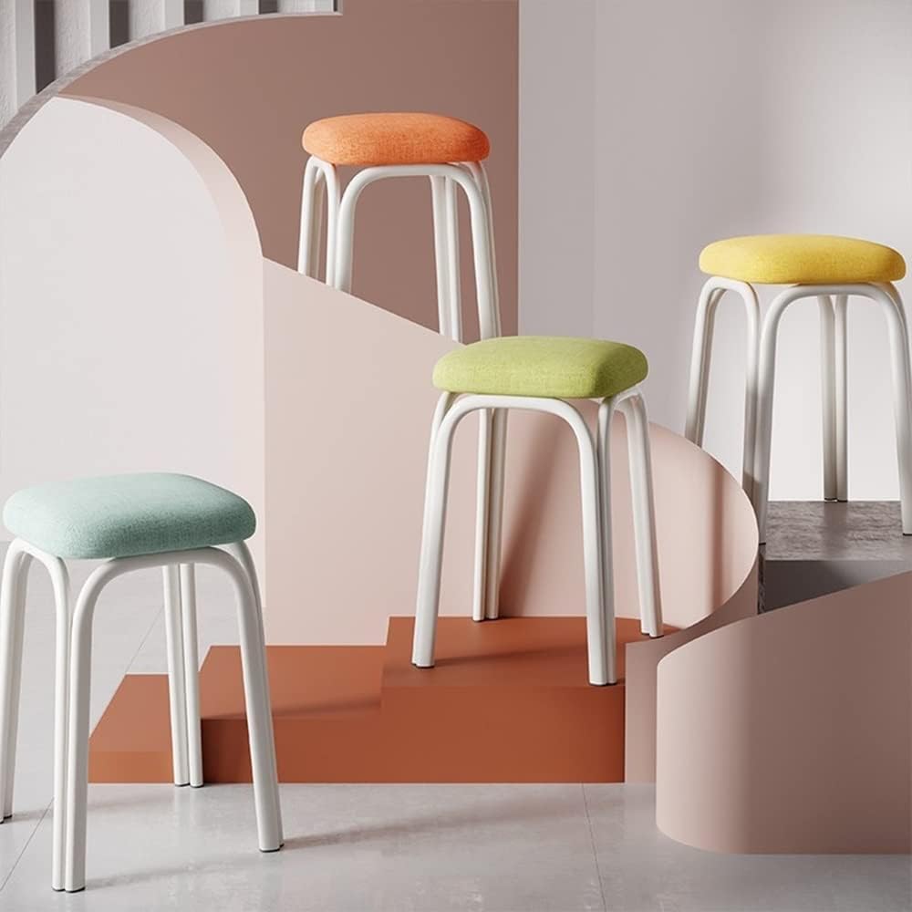Set of 4 Green Metal Stacking Stools E375151