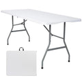 White 6FT Folding Plastic Utility Table with Steel Legs S765809