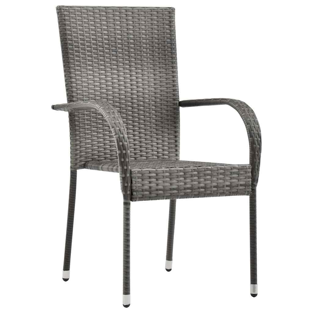 Grey Poly Rattan Stacking Patio Chairs D63462
