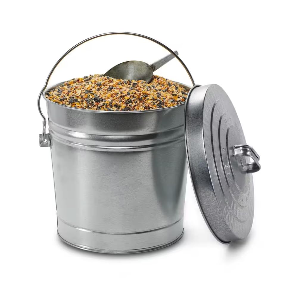6 Gallon Galvanized Steel Round Trash Can with Locking Lid B9560