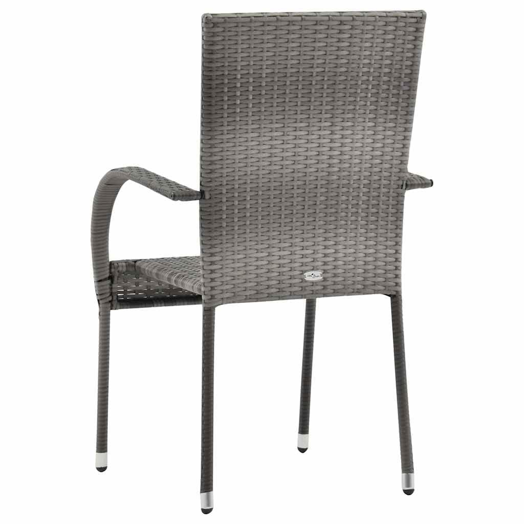Grey Poly Rattan Stacking Patio Chairs D63462