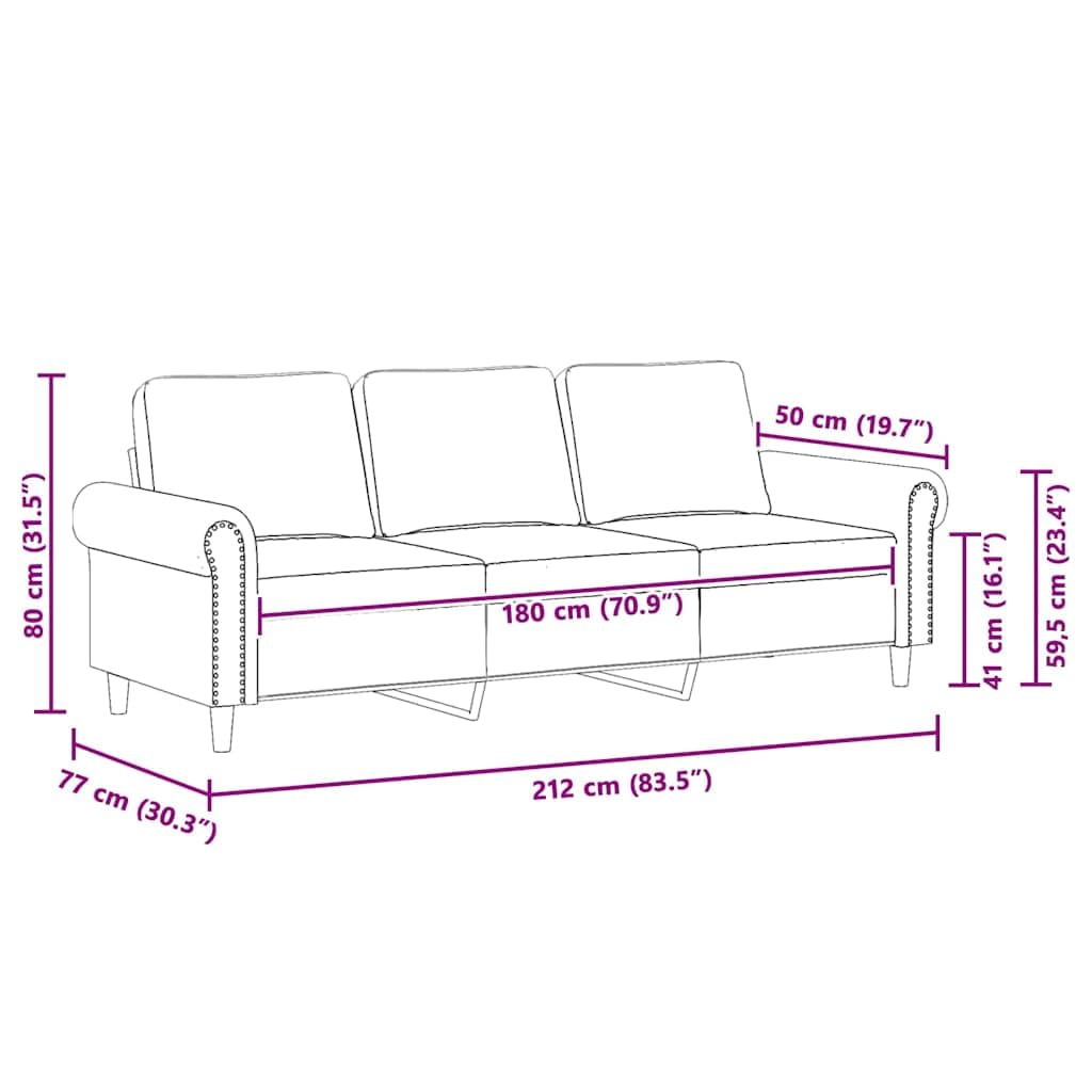 Light Gray Velvet 3-Seater Sofa E543