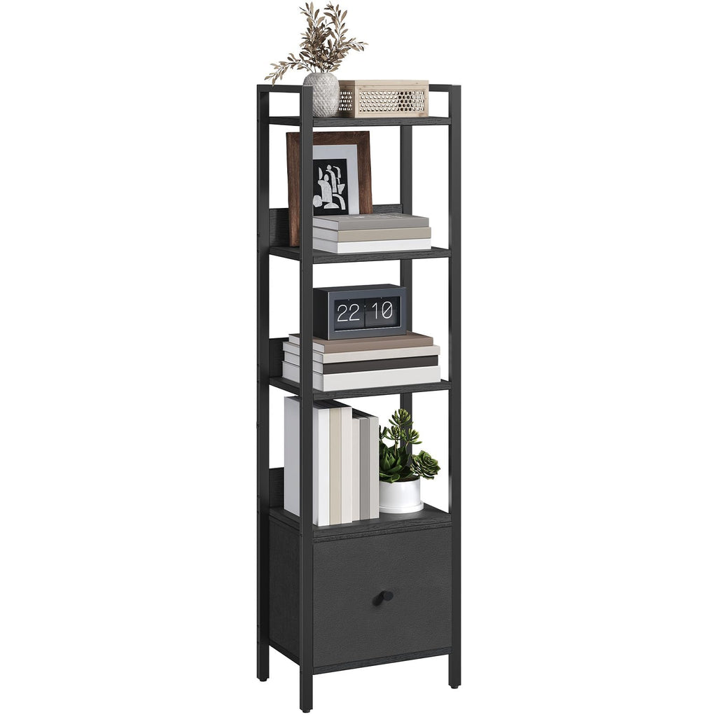 Black 5-Tier Bookshelf with Drawer U411204
