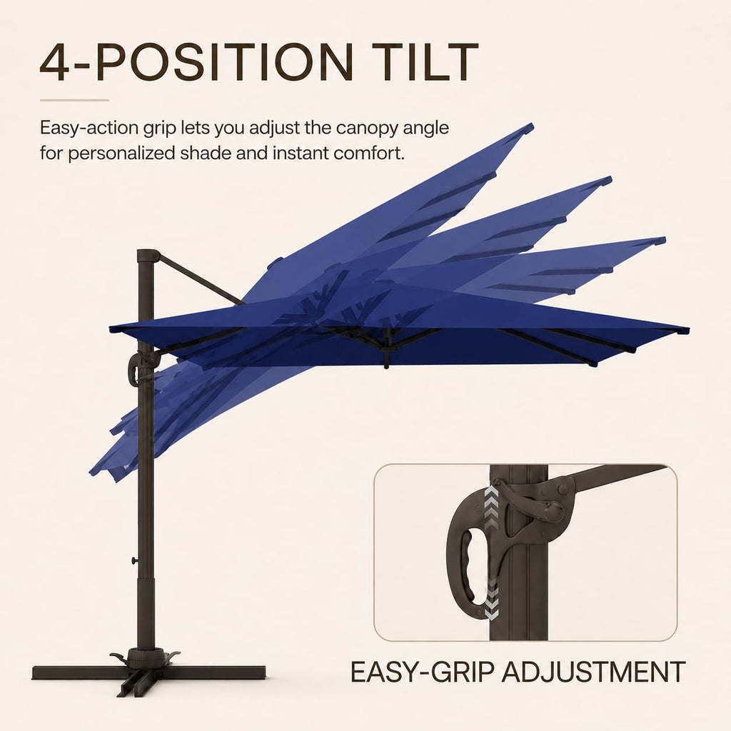 9' X 12' Aluminum Cantilever Patio Umbrella with 360-degree Rotation S8385