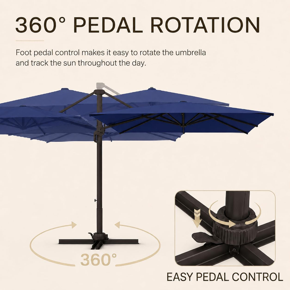 9' X 12' Aluminum Cantilever Patio Umbrella with 360-degree Rotation S8385