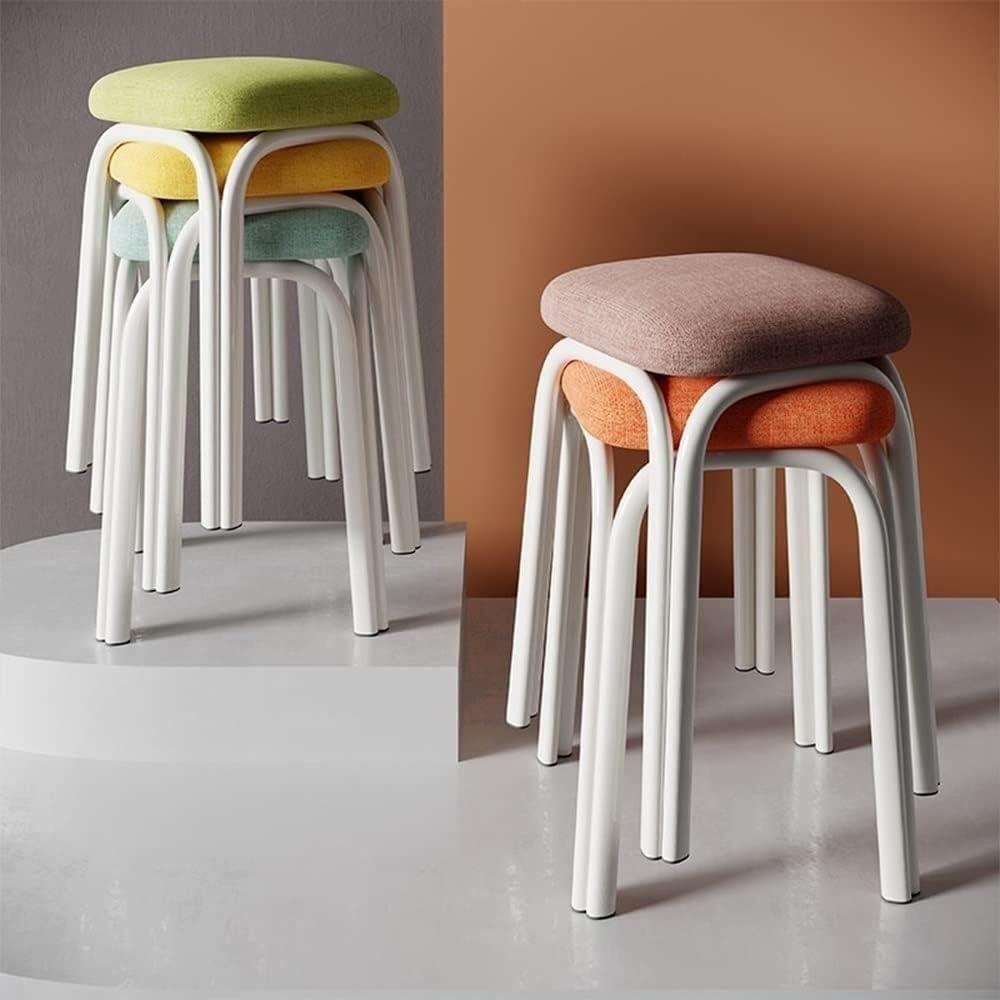 Set of 4 Green Metal Stacking Stools E375151