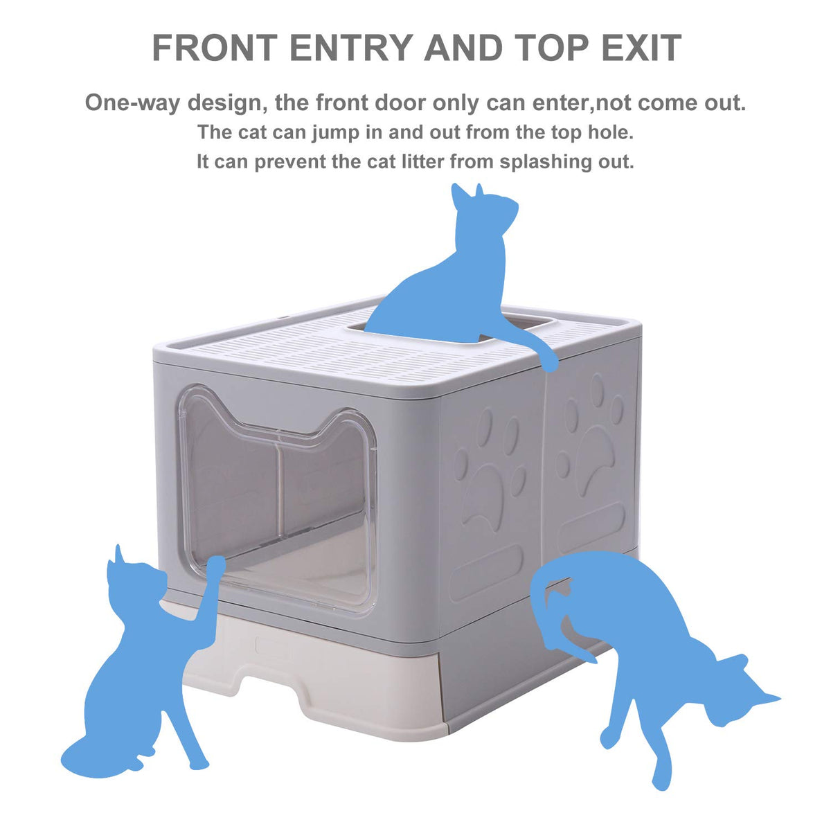 Large Foldable Cat Litter Box with Lid and Scoop P11200