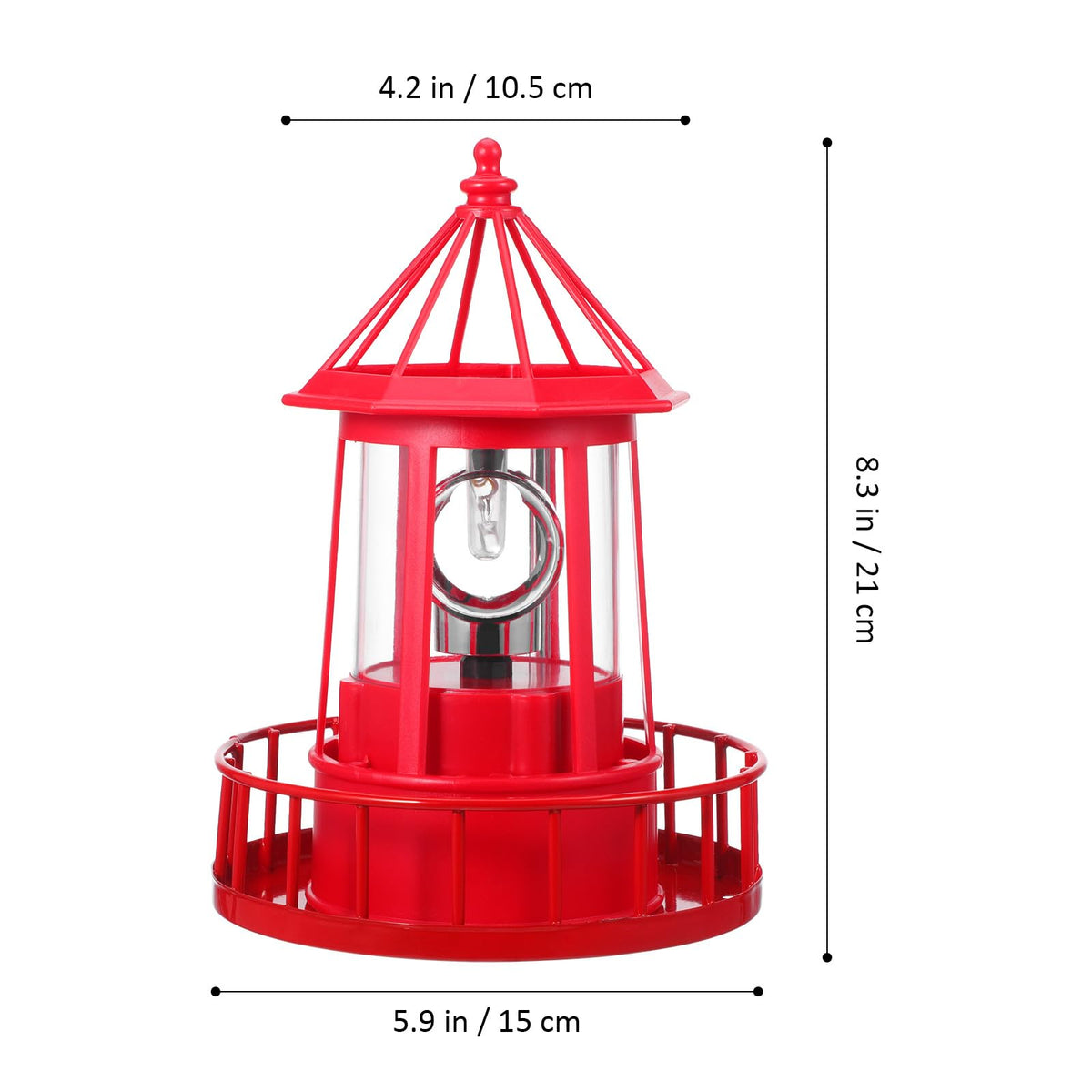 Solar Lighthouse Rotating Beacon Light Red Iron J2926