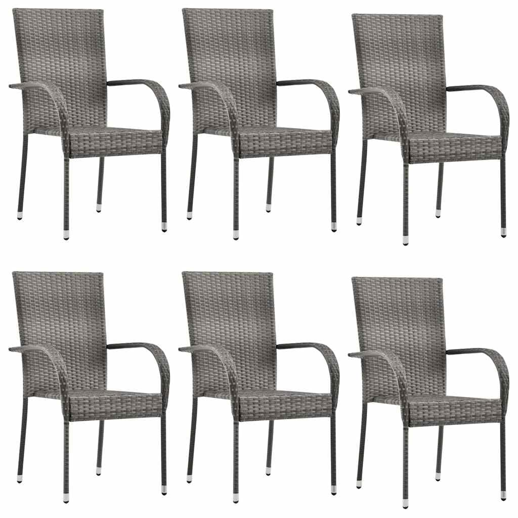 Grey Poly Rattan Stacking Patio Chairs D63462