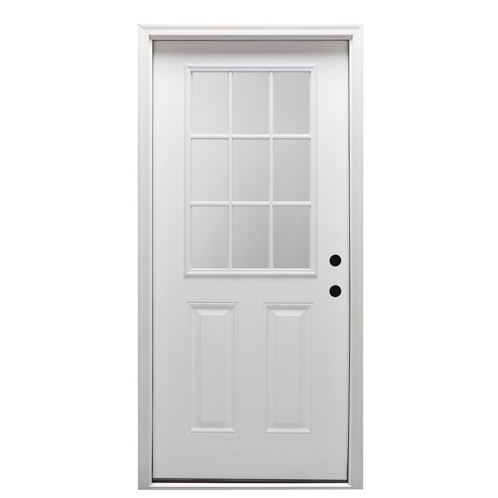 Steel Primed Left Hand In-Swing Prehung Front Door 9 Lite Clear Glass 36" x 80" G5879
