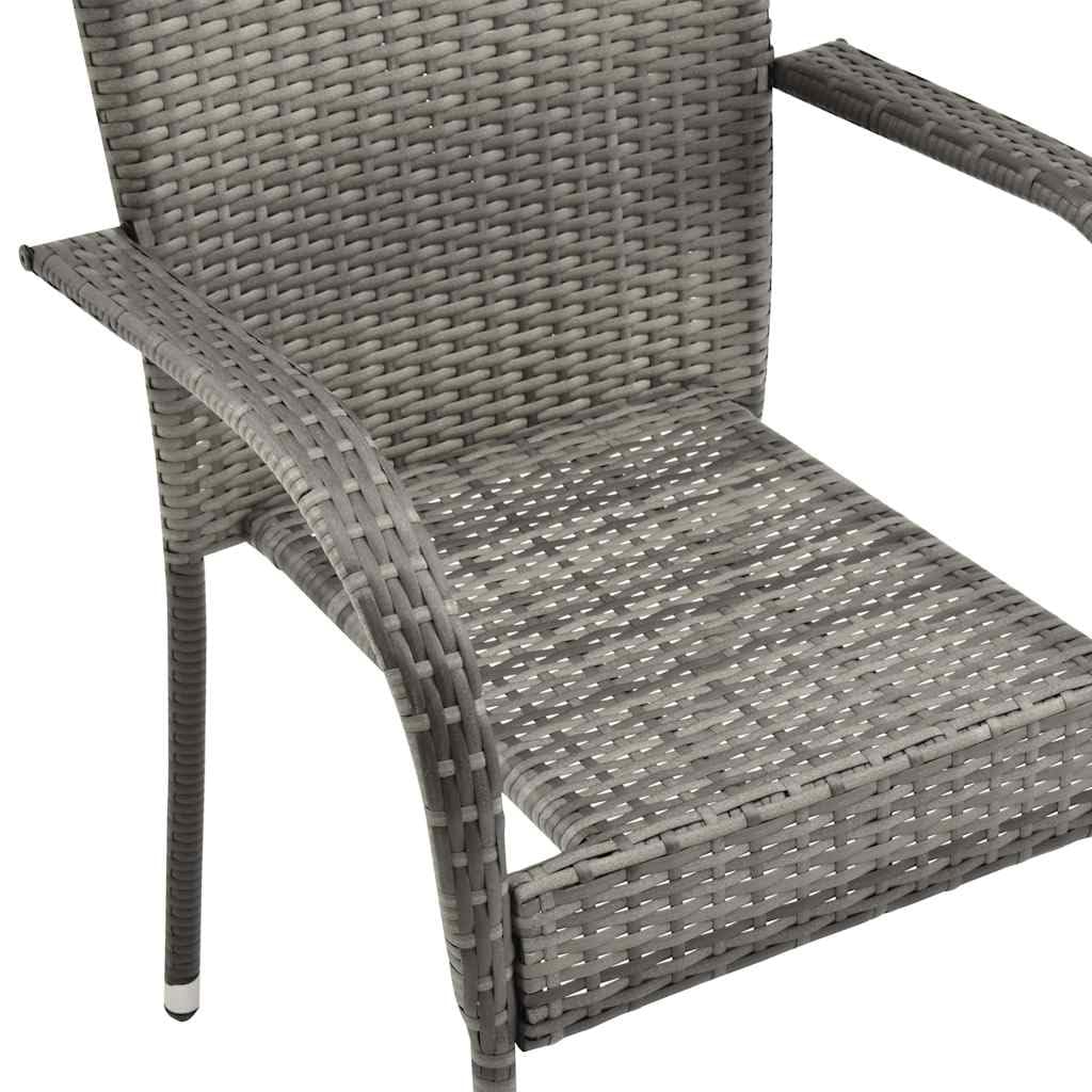 Grey Poly Rattan Stacking Patio Chairs D63462