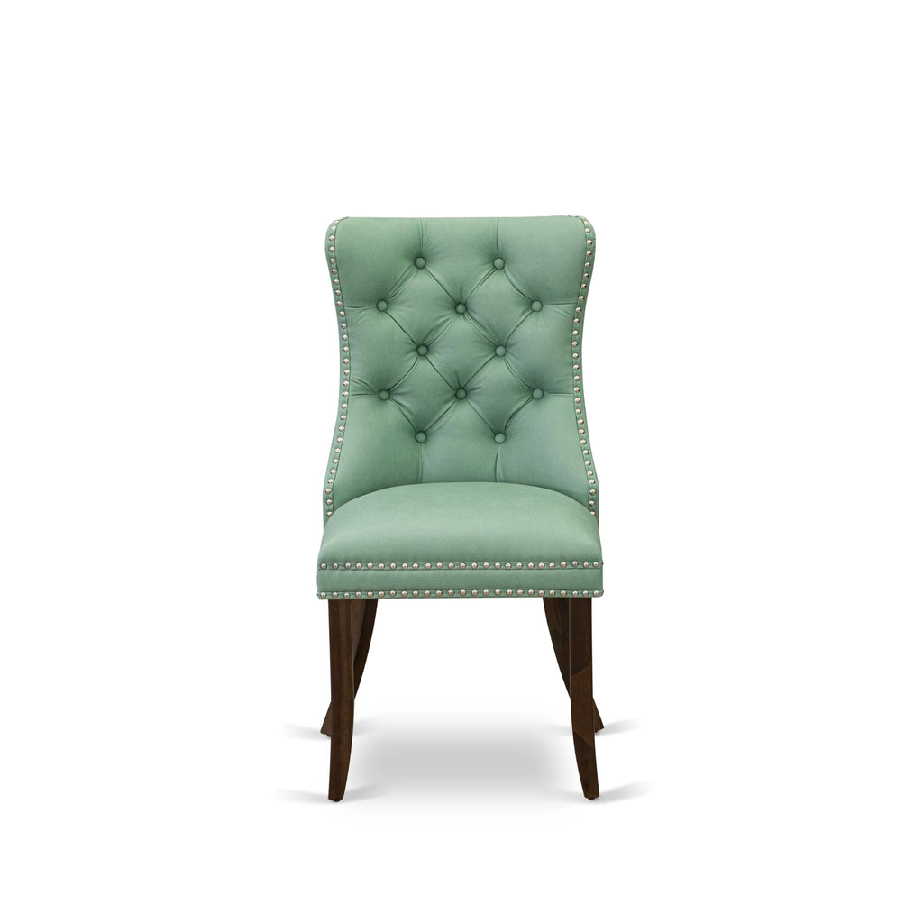 Set of 2 Willow Green Faux Leather Parson Dining Chairs W1107