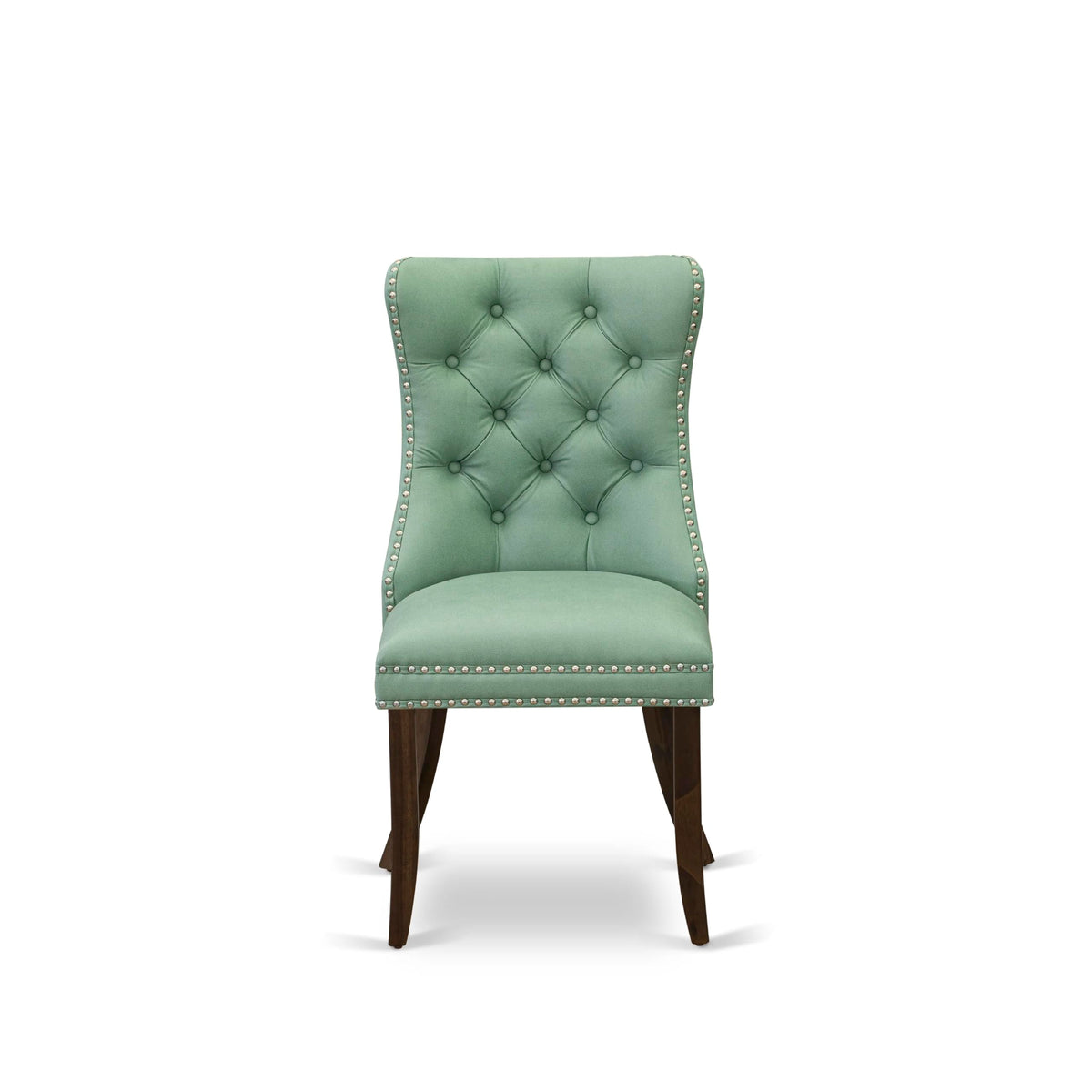 Set of 2 Willow Green Faux Leather Parson Dining Chairs W1107