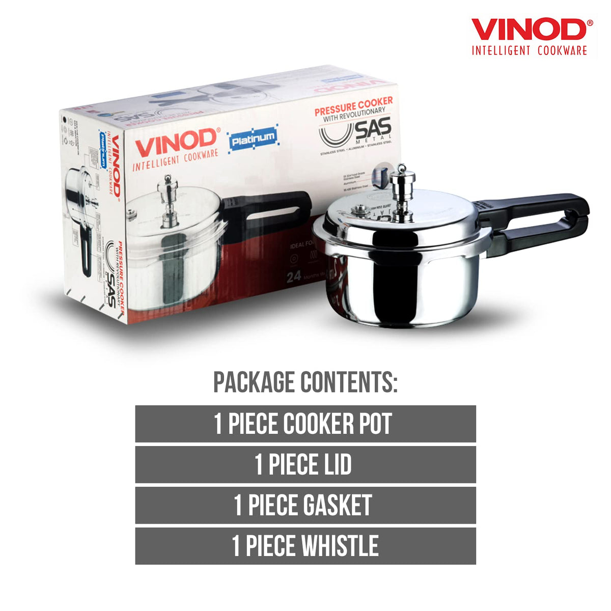 Stainless Steel Pressure Cooker, Outer Lid, 3 Litre U517