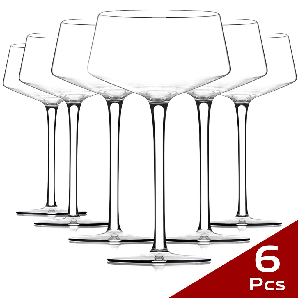 Martini Glasses Set of 6, 8Oz Hand Blown Crystal Cocktail Glasses O9492
