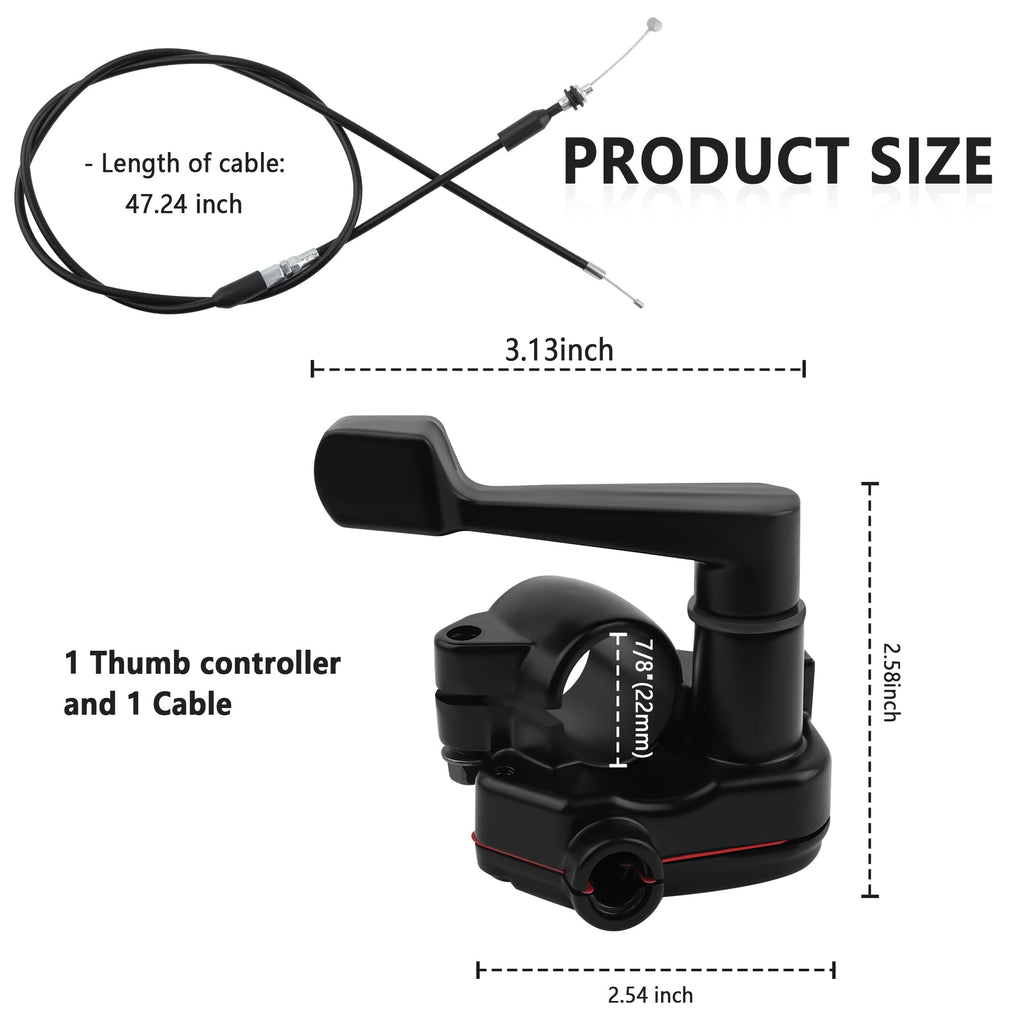 22mm Thumb Throttle Kit with Cable Aluminum Motorcycle ATV L919235