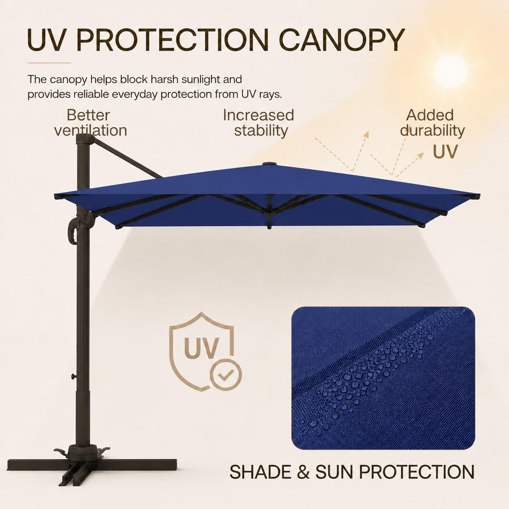 9' X 12' Aluminum Cantilever Patio Umbrella with 360-degree Rotation S8385