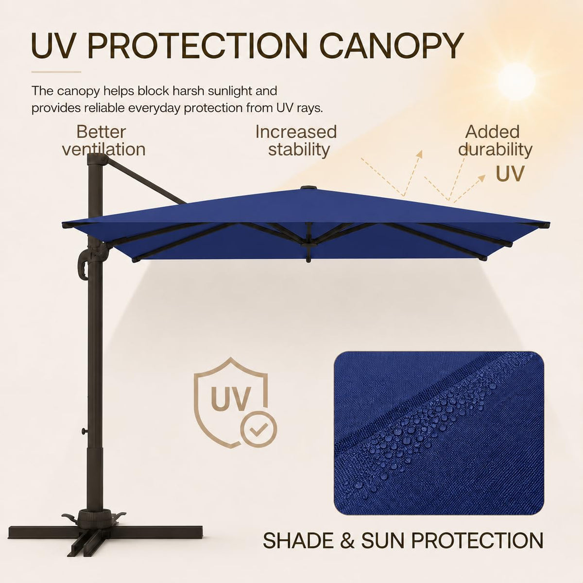 9' X 12' Aluminum Cantilever Patio Umbrella with 360-degree Rotation S8385