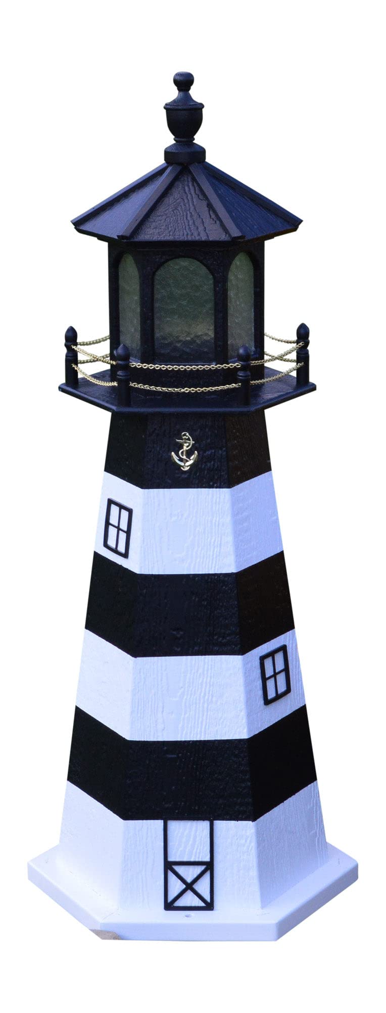 Amish-Made 48" Tall Outdoor Lighthouse with Solar LED Light T564098