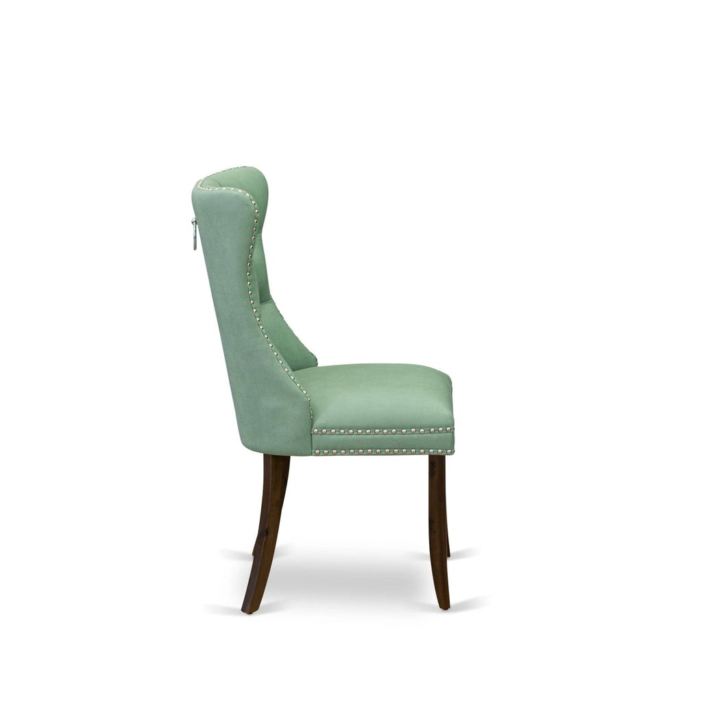 Set of 2 Willow Green Faux Leather Parson Dining Chairs W1107