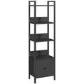 Black 5-Tier Bookshelf with Drawer U411204