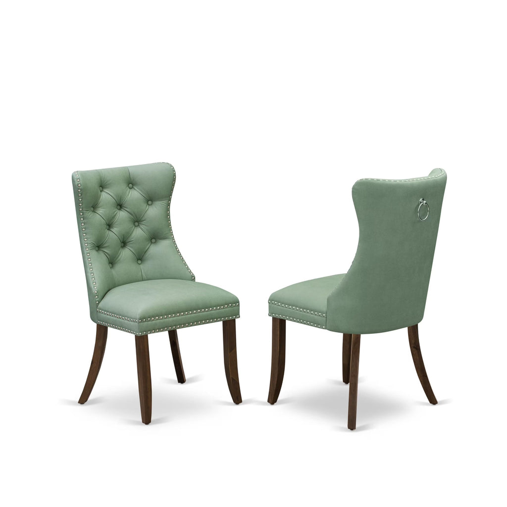 Set of 2 Willow Green Faux Leather Parson Dining Chairs W1107
