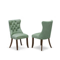 Set of 2 Willow Green Faux Leather Parson Dining Chairs W1107