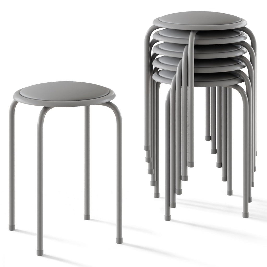 Grey 17 Inch Padded Steel Stacking Stools L322253