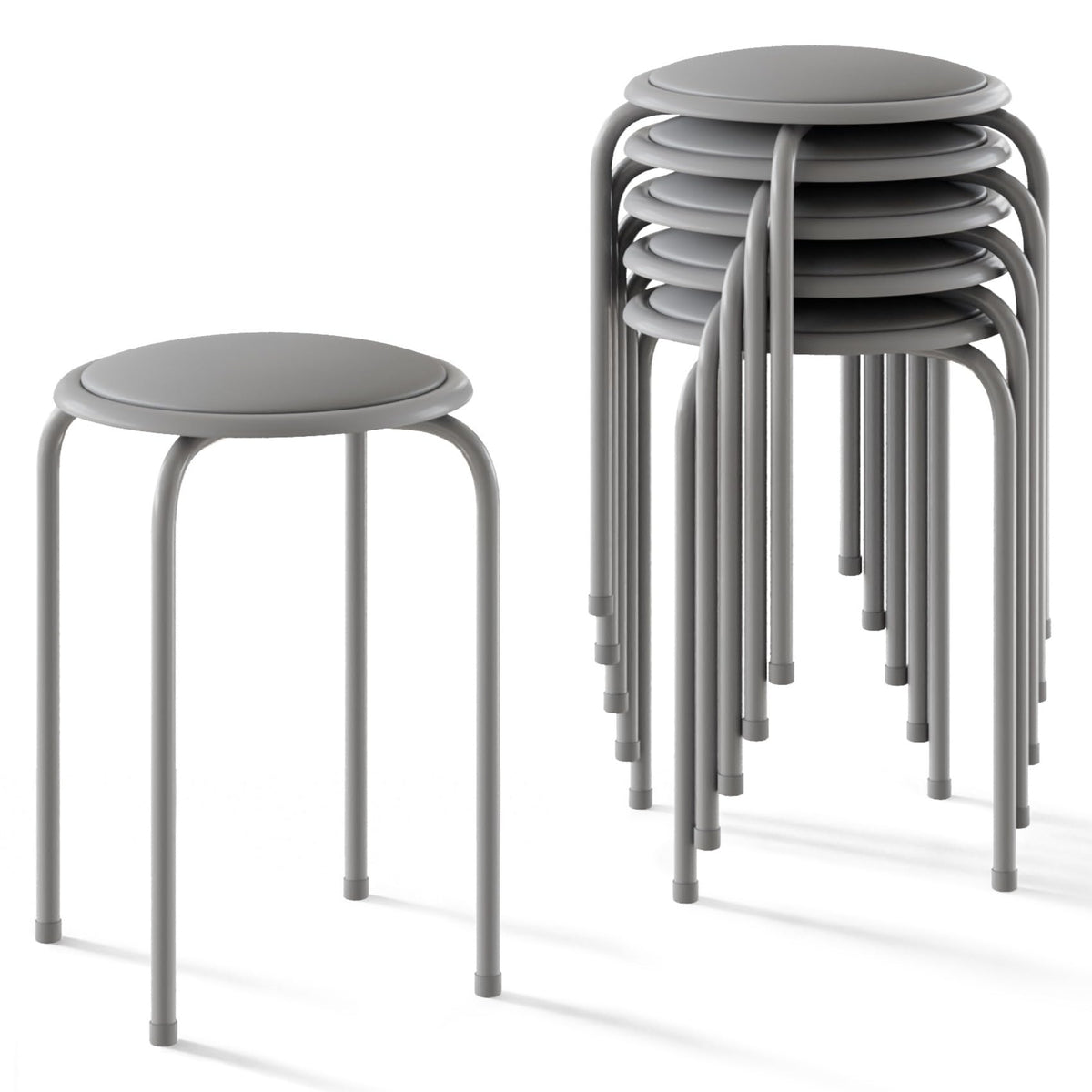 Grey 17 Inch Padded Steel Stacking Stools L322253