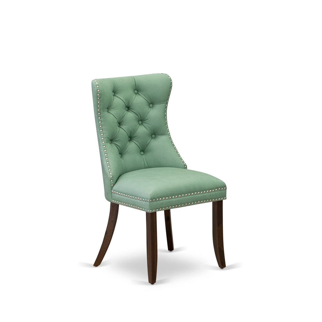 Set of 2 Willow Green Faux Leather Parson Dining Chairs W1107