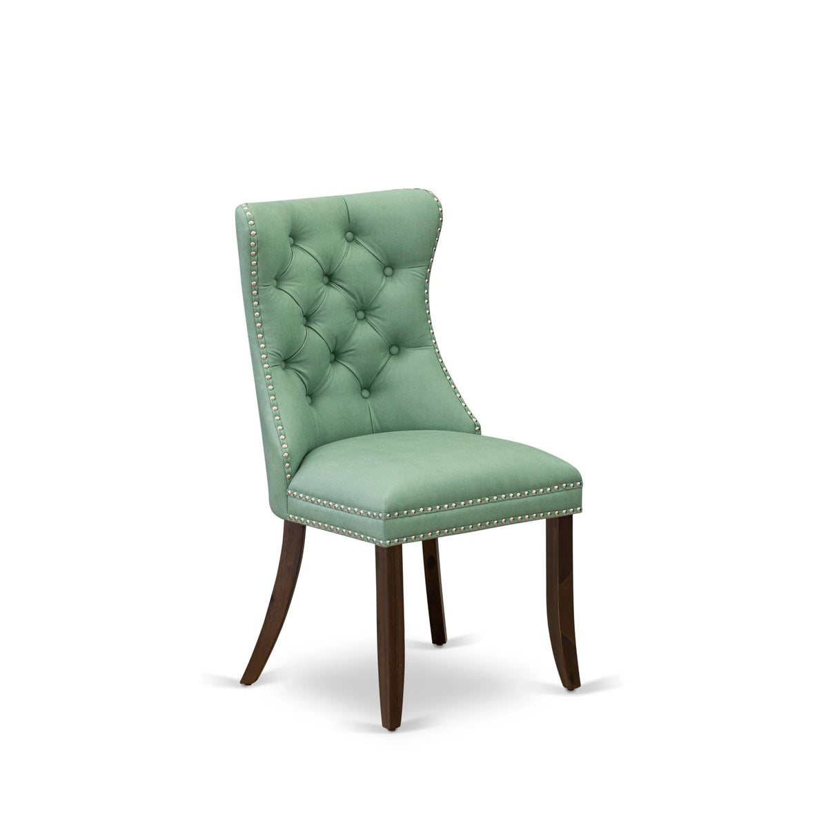 Set of 2 Willow Green Faux Leather Parson Dining Chairs W1107