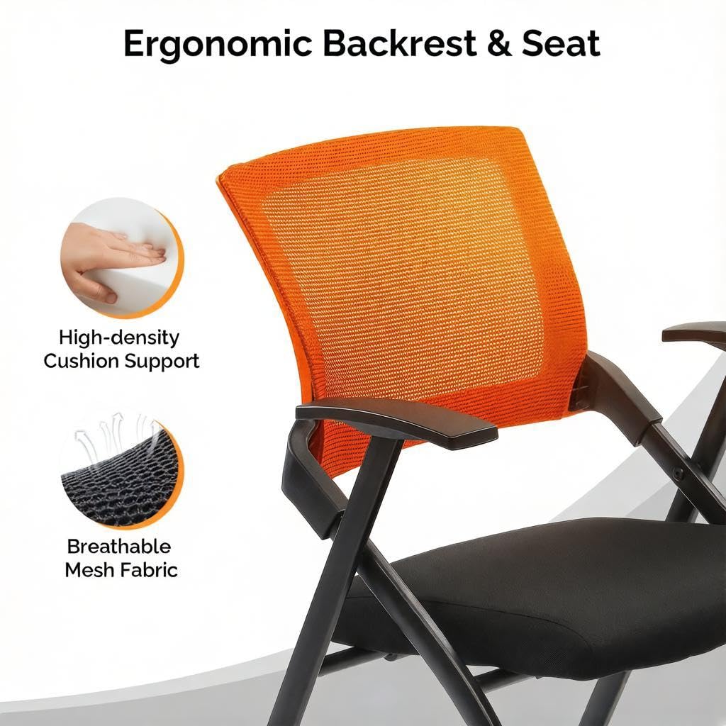Black Stackable Folding Office Chair with Wheels A8517