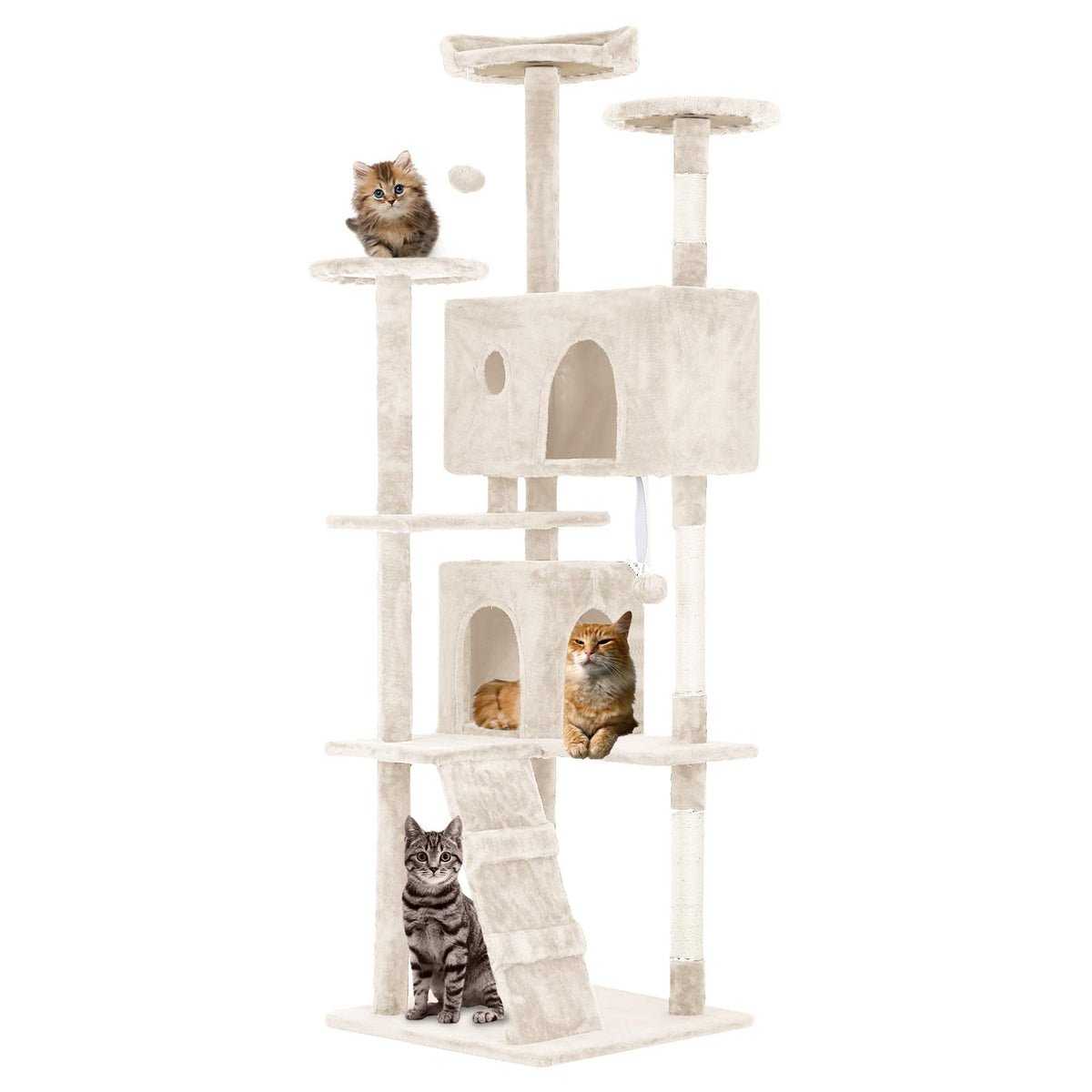 70 Inches Multi-Level Cat Tree with Scratching Posts W502