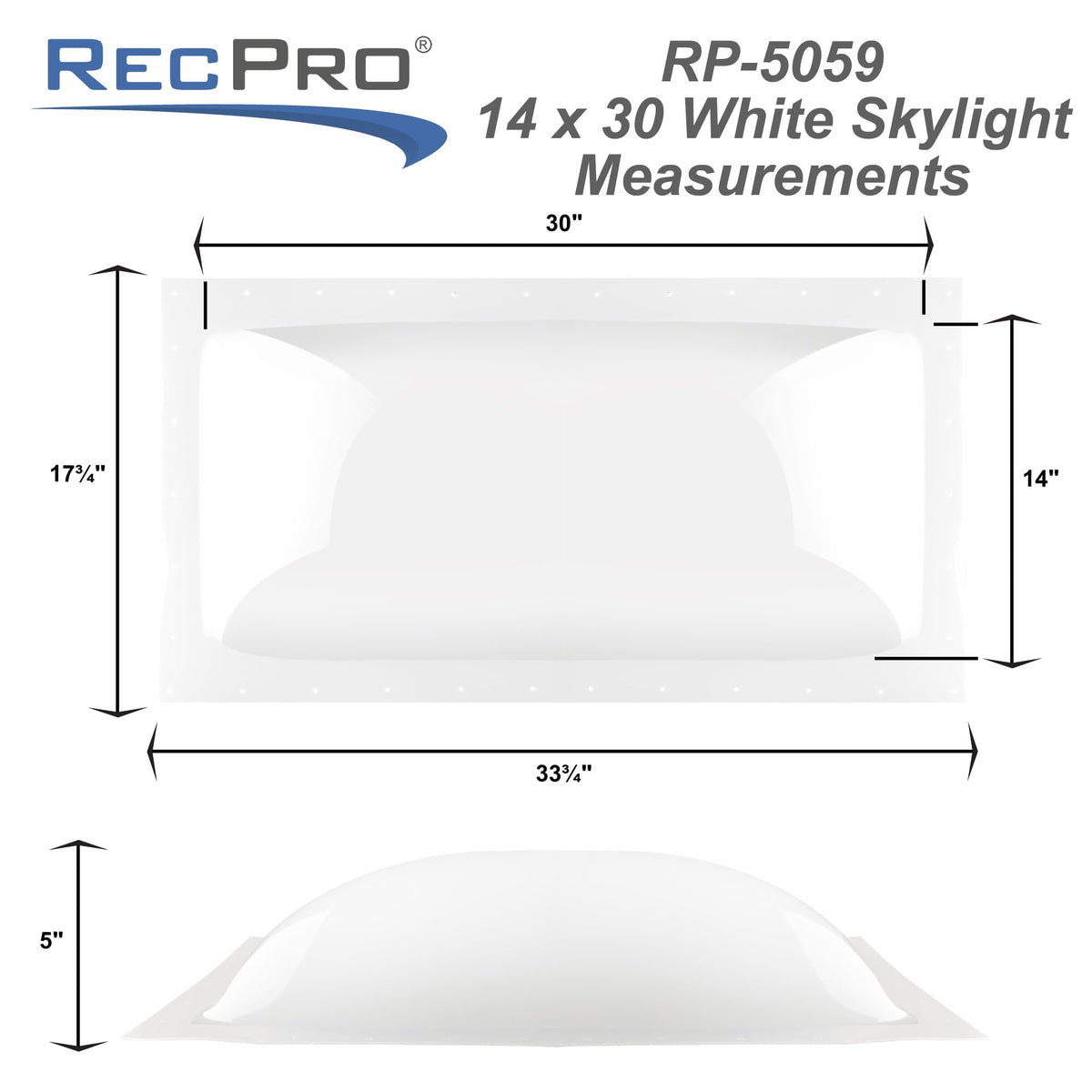 White Impact Resistant RV Skylight Dome L313