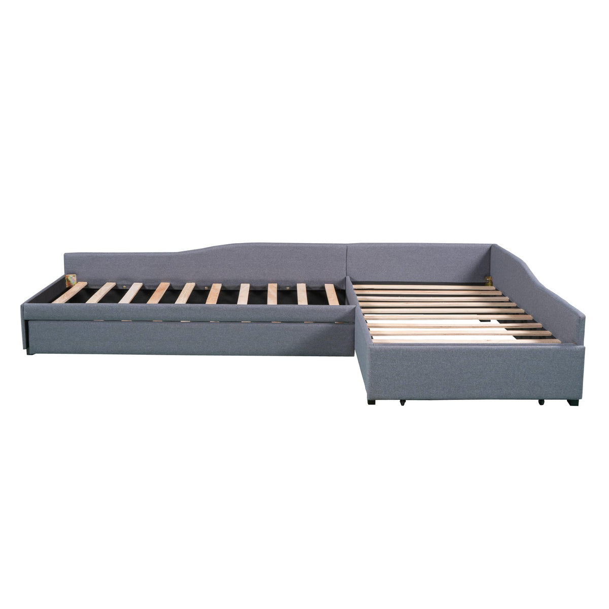 L Shaped Twin Daybed with Trundle and Storage Drawers T11125