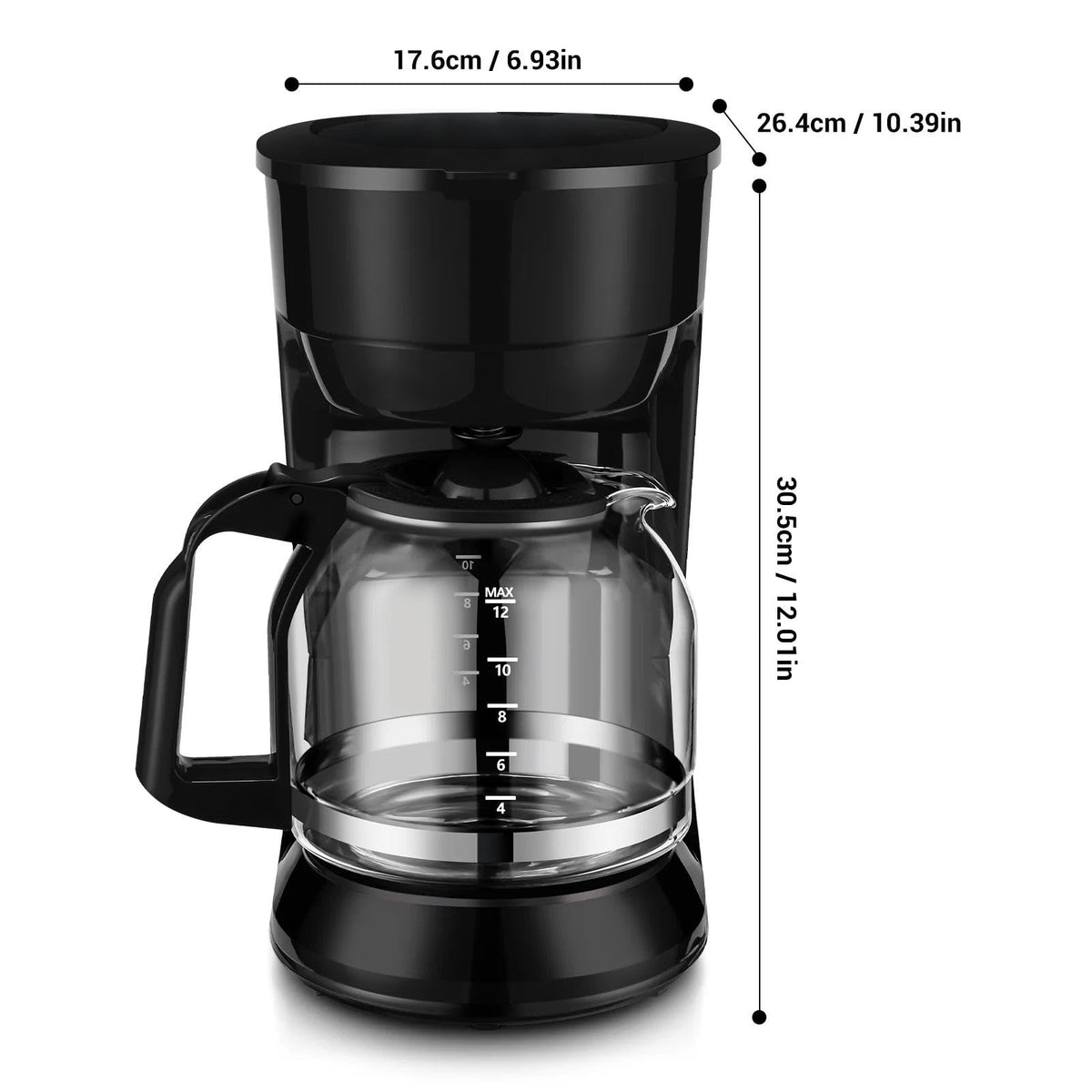 Black 12-cup programmable drip coffee maker B516976