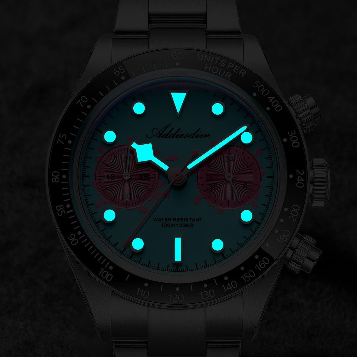 Mens Chronograph Watch Ceramic Tachymeter Bezel 100 M Waterproof U2976