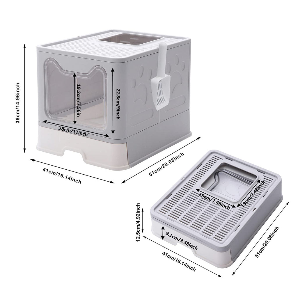 Large Foldable Cat Litter Box with Lid and Scoop P11200