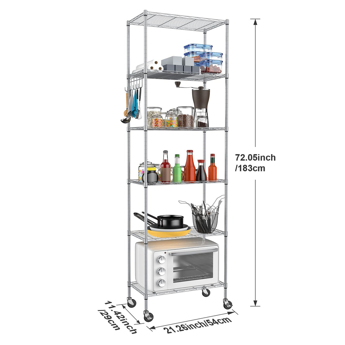 6-Tier Wire Shelving Unit with Caster Wheels S34446