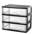 Medium 3 Drawer Black Plastic Stacking Storage Drawers D264795