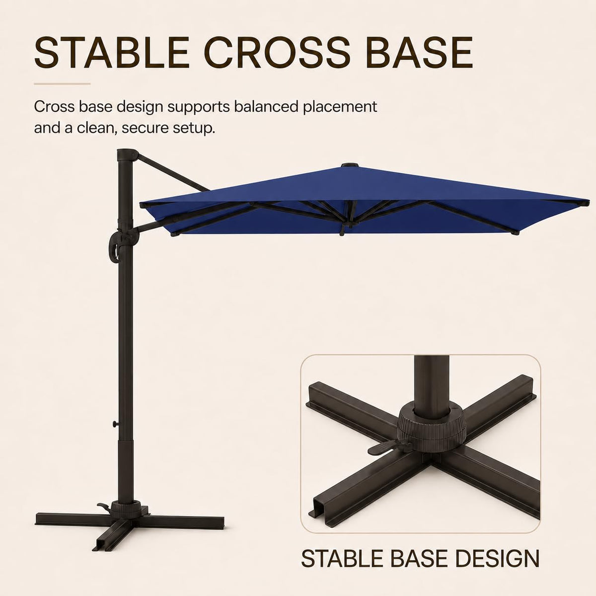 9' X 12' Aluminum Cantilever Patio Umbrella with 360-degree Rotation S8385