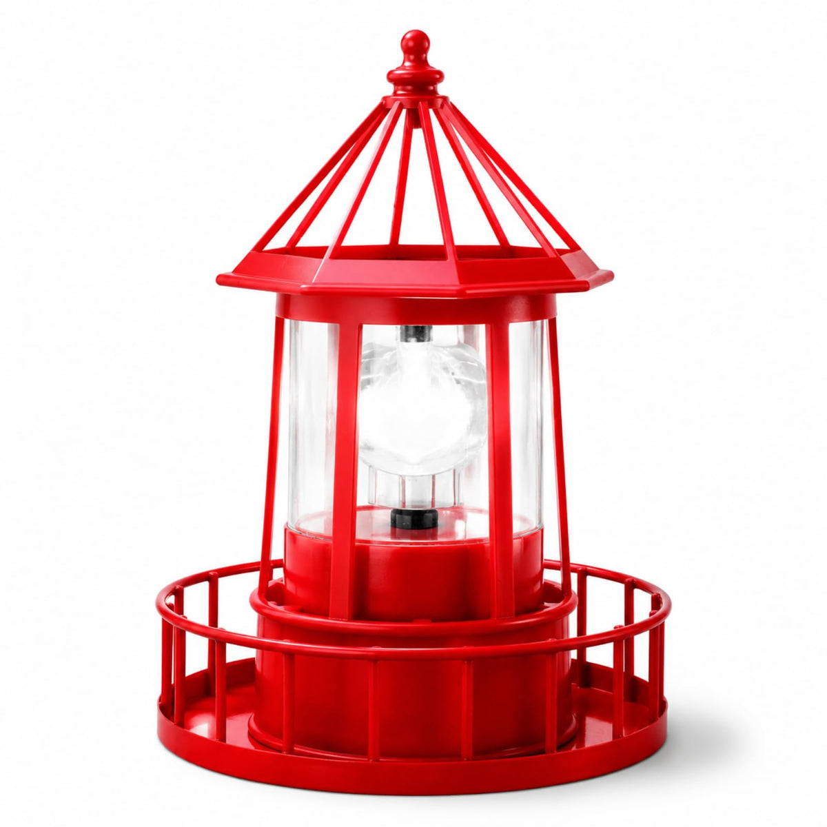 Solar Lighthouse Rotating Beacon Light Red Iron J2926