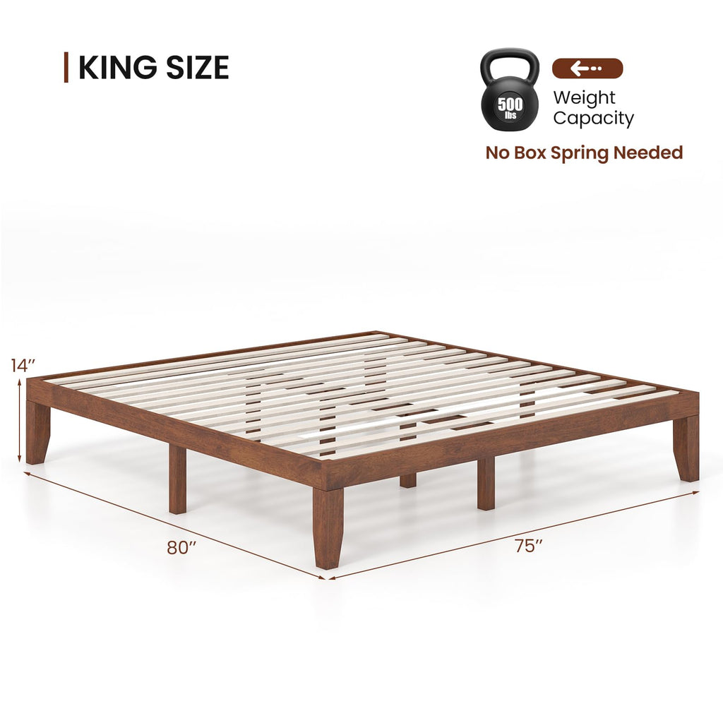14 Inches Wood Platform Bed Frame King Size W592
