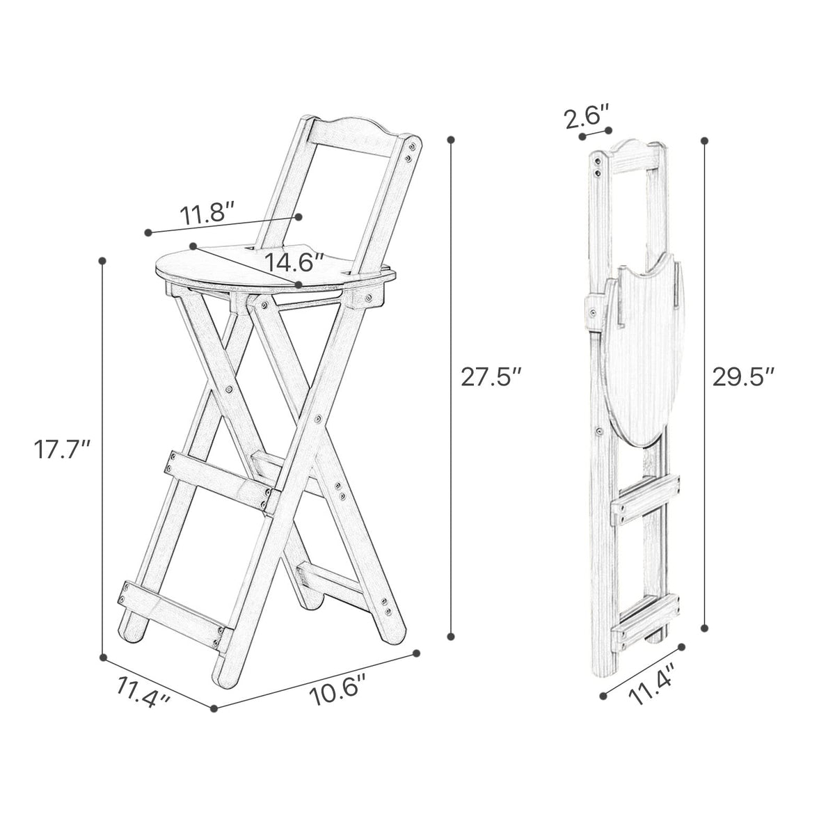 Folding Bar Stool Bamboo Kitchen Stools P788859