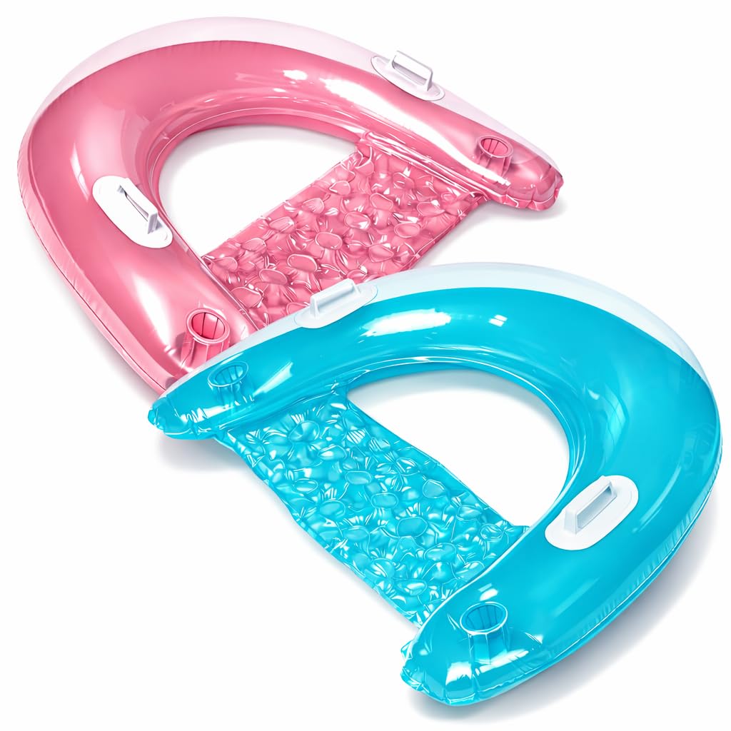 Inflatable Pool Chair Float 2 Pack with Drink & Phone Holder X34707